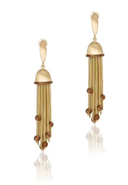 Fashion gold earrings — Stock Photo, Image