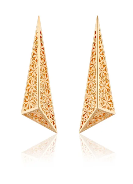 Fashion gold earrings — Stock Photo, Image