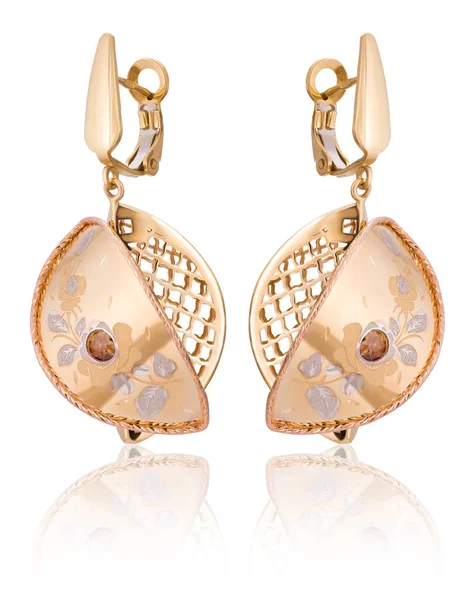 Fashion women's earrings in gold. — Stock Photo, Image