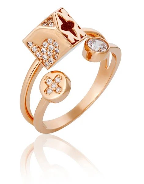 Eredeti női arany gyűrű — Stock Fotó