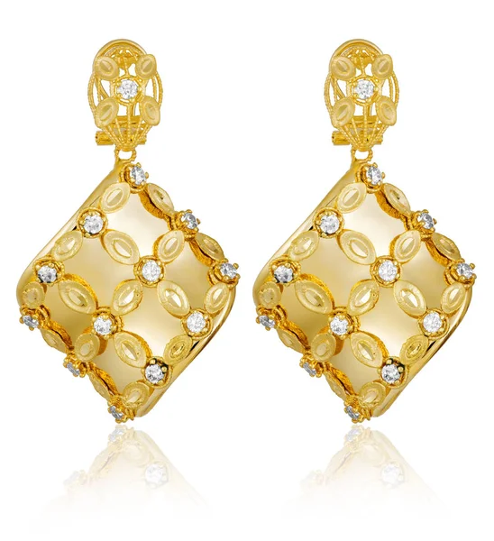 Mode Frauen Ohrringe in Gold. — Stockfoto