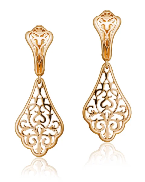 Fashion women's earrings in gold. — Stock Photo, Image