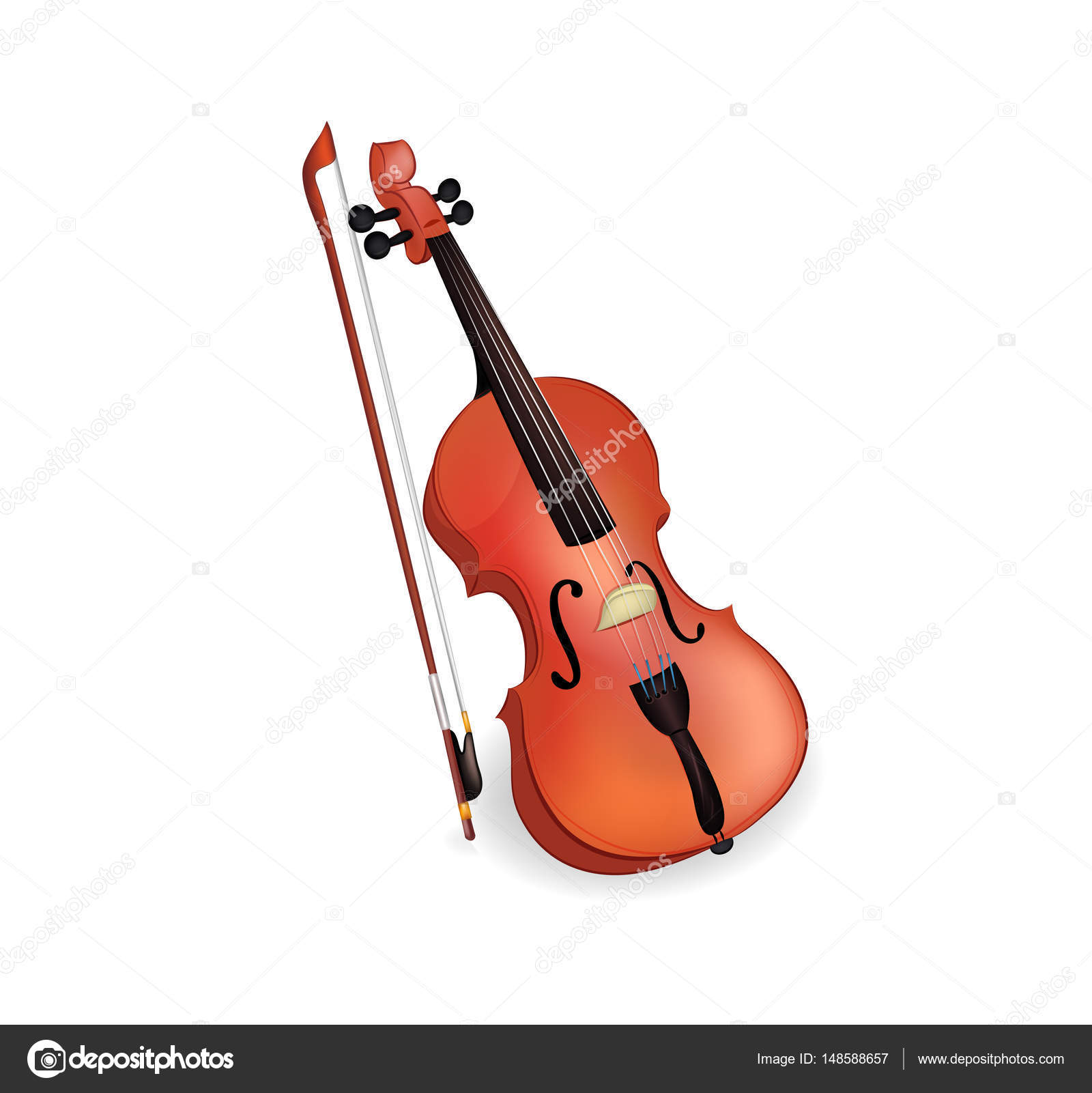 Violín Arco Instrumento Musical Cadena Violín Fondo Blanco — Vector de