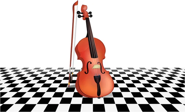 Violon Archet Instrument Musique Une Ficelle Violon Sur Fond Blanc — Image vectorielle