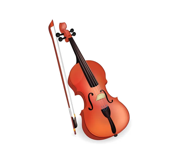 Violon Archet Instrument Musique Une Ficelle Violon Sur Fond Blanc — Image vectorielle