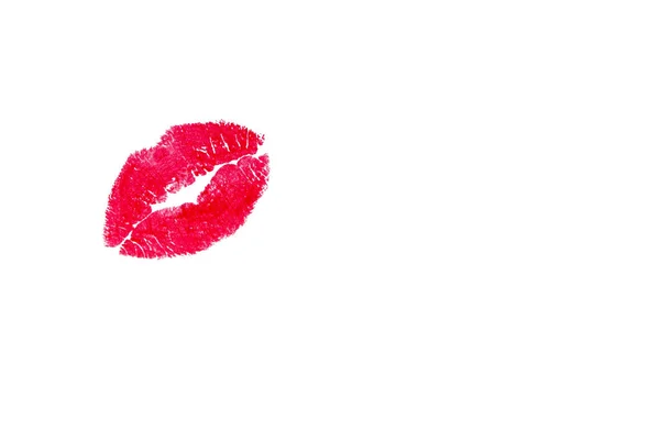 Lipstick Kiss Isolated White Background Red Kiss Lips Stamped Paper — 스톡 사진