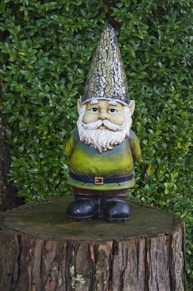 Ağaç kütüğü üzerinde duran gnome