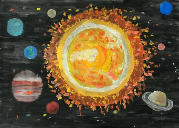 Güneş Sistemi Su renginde Boyama