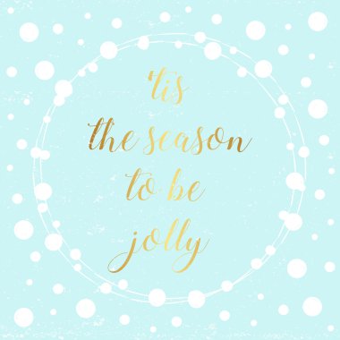 sezon açık mavi arka plan ve altın hat ile noel kartı tebrik neşeli olmak