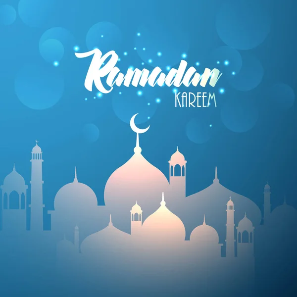 Ramadan Kareem Arabische kalligrafie, Ramadan Kareem mooie wenskaart met Arabische kalligrafie, sjabloon voor menu, uitnodiging, poster, banner, kaart voor de viering van de islamitische gemeenschap festival — Stockvector