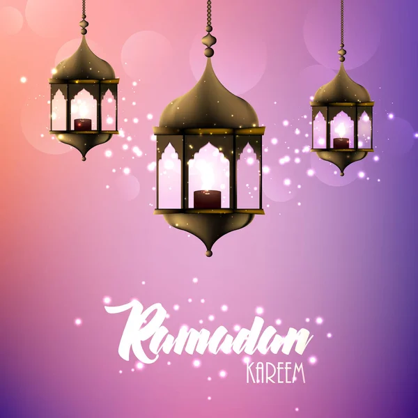 Ramadan Kareem Calligraphie arabe, Ramadan Kareem belle carte de voeux avec calligraphie arabe, modèle de menu, invitation, affiche, bannière, carte pour la célébration du festival de la communauté musulmane — Image vectorielle