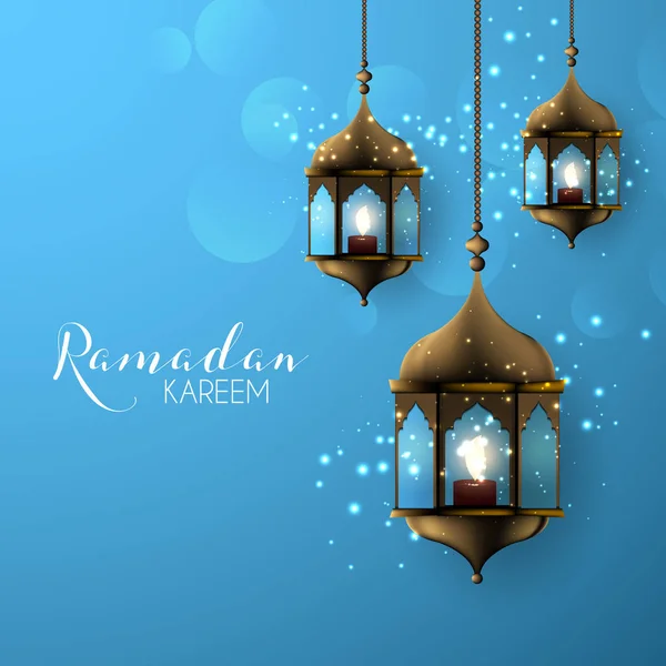 Ramadã Kareem caligrafia árabe, Ramadã Kareem belo cartão de saudação com caligrafia árabe, modelo para menu, convite, cartaz, banner, cartão para a celebração do festival da comunidade muçulmana — Vetor de Stock