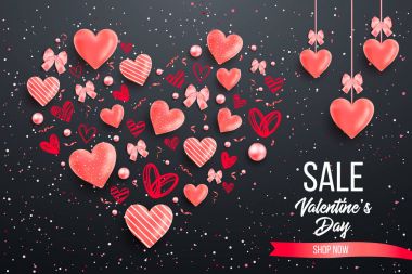 Çerçeve ile renkli kalpler ile Saint valentine's gün arka plan. Mutlu Sevgililer günü ve ayıklayacaktır tasarım öğeleri. Vektör çizim. Arka plan ile pembe kalpler. Karalamalar ve bukleler. Benim sevgilim olmak. 14 Şubat.