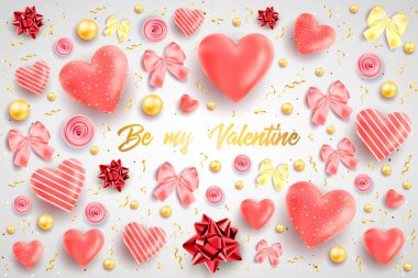 Çerçeve ile renkli kalpler ile Saint valentine's gün arka plan. Mutlu Sevgililer günü ve ayıklayacaktır tasarım öğeleri. Vektör çizim. Arka plan ile pembe kalpler. Karalamalar ve bukleler. Benim sevgilim olmak. 14 Şubat.