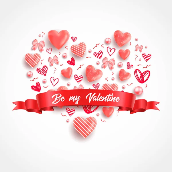 Saint Valentine Day Background Colorful Hearts Frame Happy Valentines Day — Stock Vector