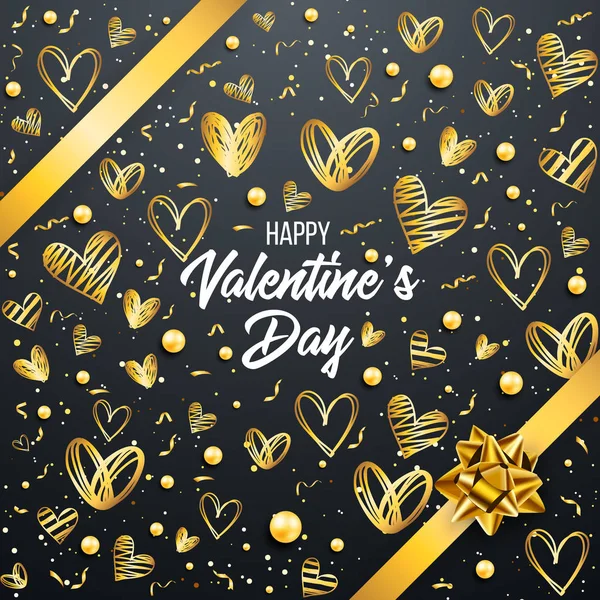 Fondo Del Día San Valentín Con Corazones Coloridos Con Marco — Vector de stock