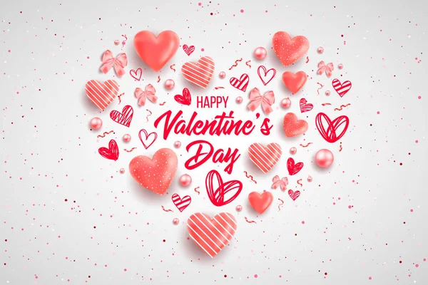 Saint Valentine Day Background Colorful Hearts Frame Happy Valentines Day — Stock Vector