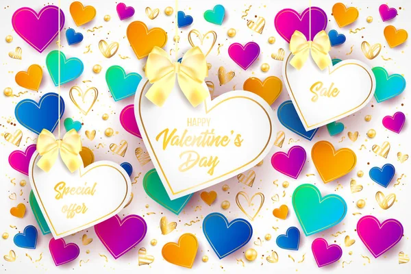 Felice Giorno San Valentino Elementi Design Nozze Invito All Illustrazione — Vettoriale Stock