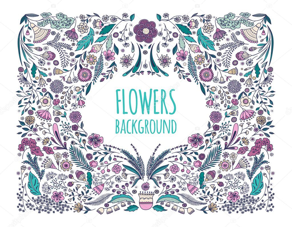 Floral hand drawn background 