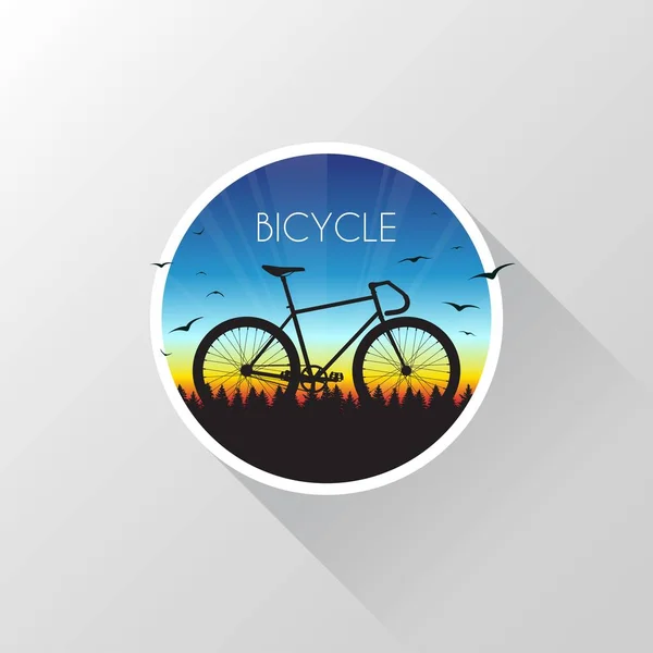 Sylwetka roweru na charakter o zachodzie słońca. Ilustracja wektorowa. — Wektor stockowy