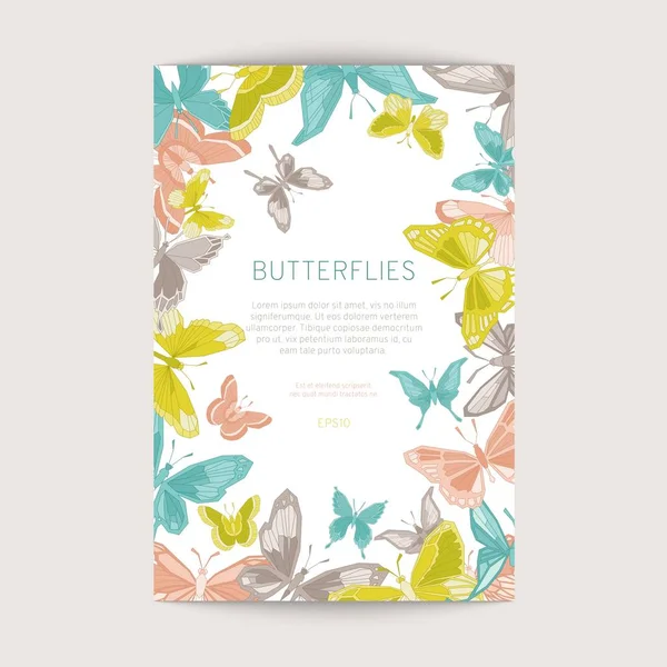 Greeting card with geometric butterflies. Vector illustration. — Stock Vector