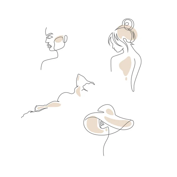 Silhouette de jeune femme. Style ligne. Illustration vectorielle . — Image vectorielle