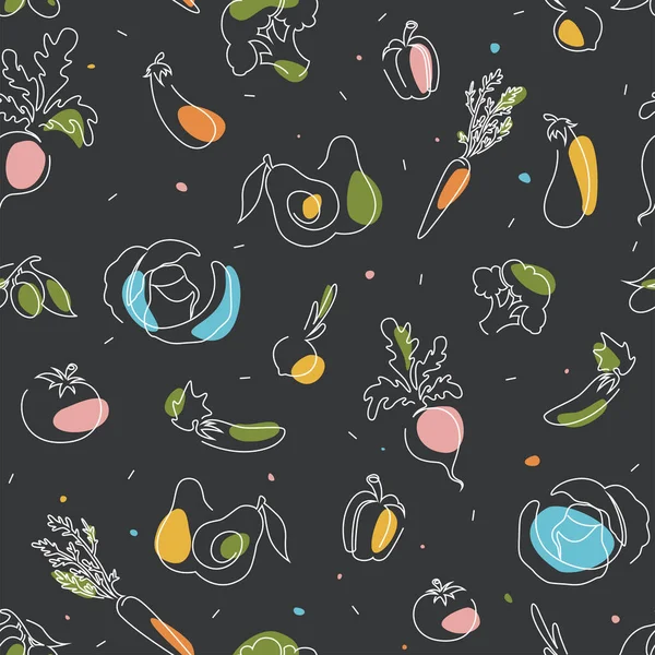 Fond sans couture de légumes. Illustration vectorielle en ligne. — Image vectorielle