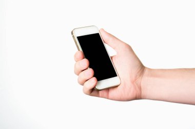 Beyaz smartphone tutan adam el