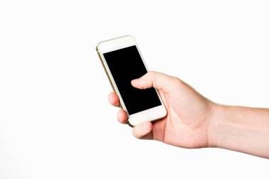 Beyaz smartphone tutan adam el