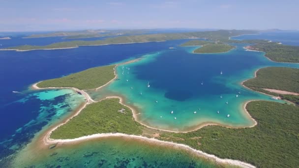 Aerial view of Veli Rat on the Adriatic island Dugi Otok — Stock Video
