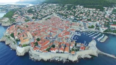 Dobruca eski şehir güneş doğmadan önce havadan görünümü