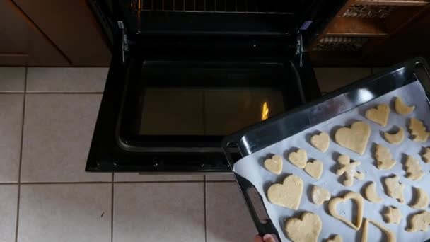 Madre e hija están preparando pan de jengibre para Navidad — Vídeos de Stock