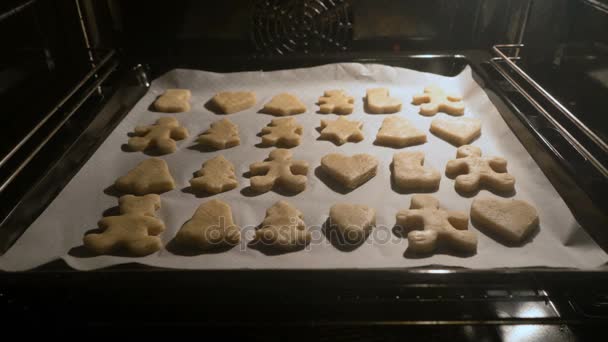 Biscoitos de Natal no forno — Vídeo de Stock