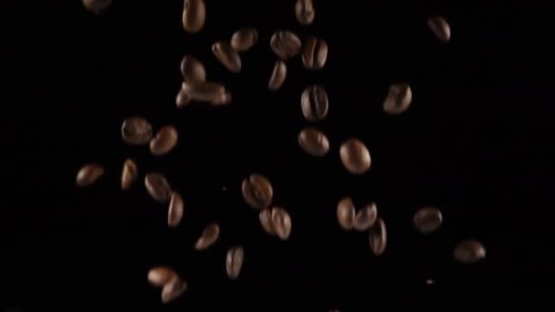 Coffee beans in a free fall — Stock Video
