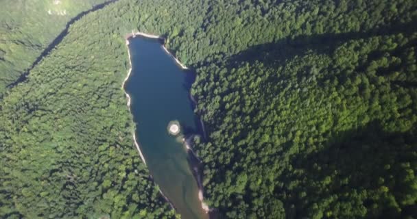 Vista aérea do Lago Biogradsko, parque nacional Biogradska Gora em Montenegro — Vídeo de Stock