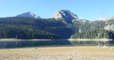 Güzel mistik Kara Göl, Durmitor Milli Parkı. Karadağ