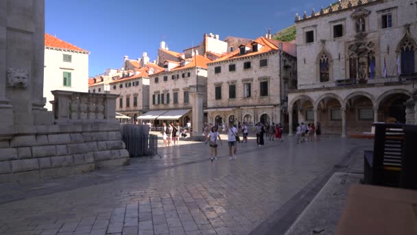 Dubrovnik, Horvátország - július 19, 2016: Óváros Luza tér — Stock videók