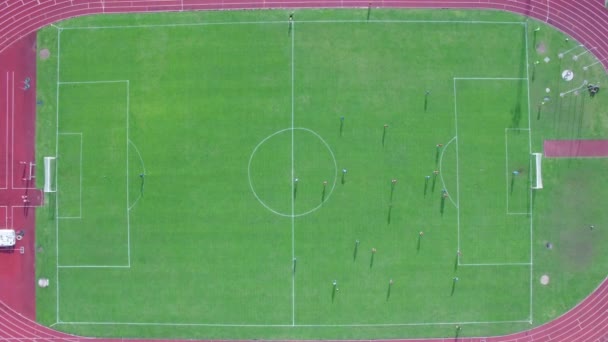Flygfoto över stadion under matchen — Stockvideo