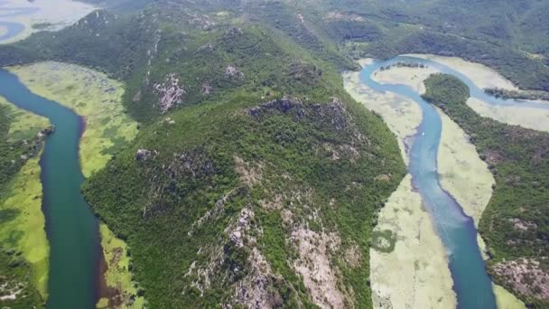 Canyon del fiume Crnojevica, Montenegro, vista aerea . — Video Stock