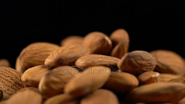 Almond rotates on a black background — Stock Video