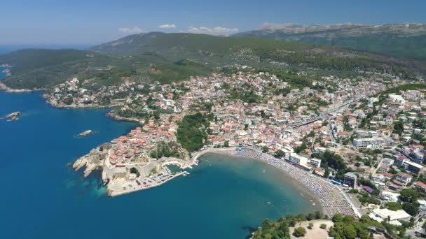 Vue aérienne de la vieille ville d'Ulcinj — Video