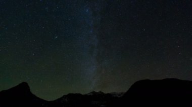 Samanyolu Gökadası, Kuzey yıldızı ve meteor etrafında yıldız hareketi