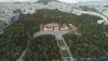 Zappeion Atina ve modern kentin havadan görünümü