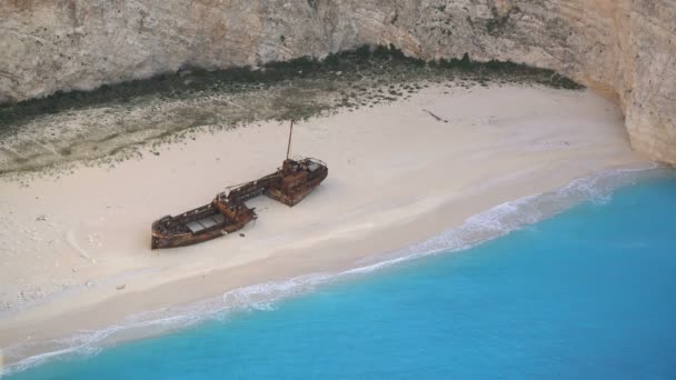 Ztroskotání záliv Navagio Beach, Zakynthos, Řecko — Stock video