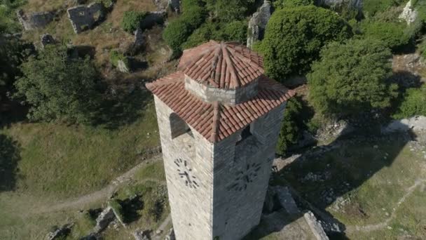Aerial view of the old town of Bar ancient ruins — Stock Video