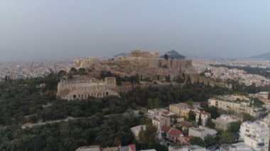 Yunanistan Atina Akropol eski Kalesi havadan görünümü