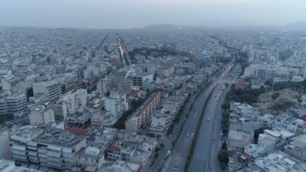 Athene bij schemering, aerial view — Stockvideo