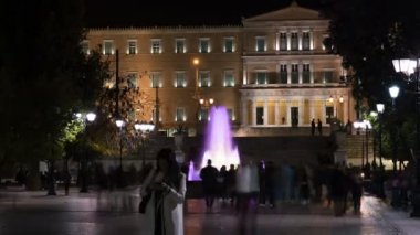 Syntagma Meydanı gece, Atina, Yunanistan