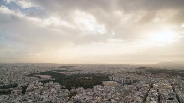 View of Athens and the Acropolis from the Mount Lycabettus — Stock Video