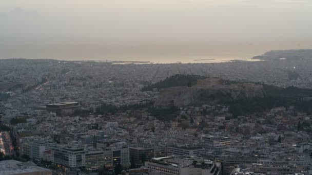 View of Athens and the Acropolis from the Mount Lycabettus — Stock Video